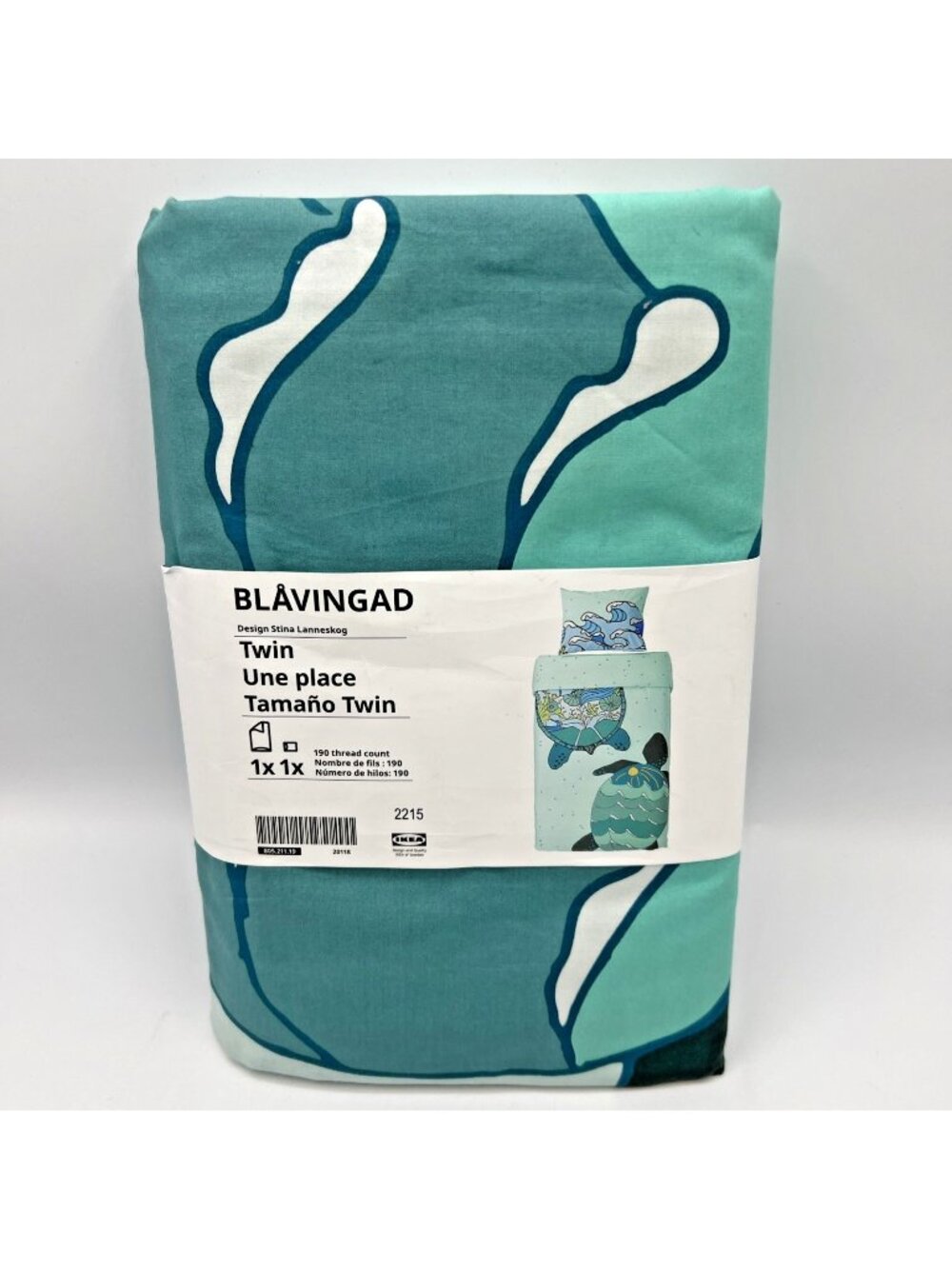 IKEA Blavingad Twin Duvet Cover Pillow Case Green Turtles